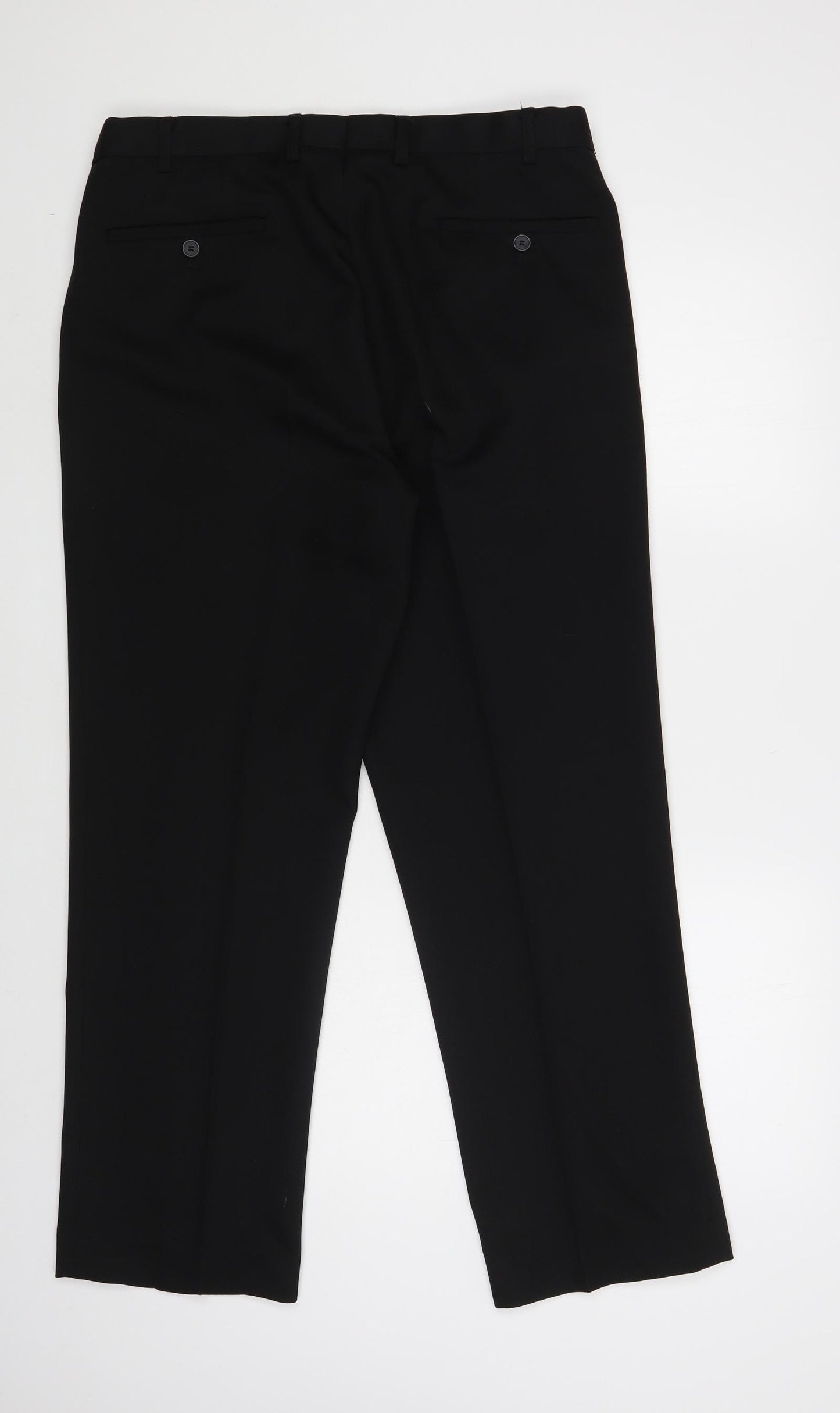 Matalan Mens Black Polyester Dress Pants Trousers Size 34 in L29 in Regular Button