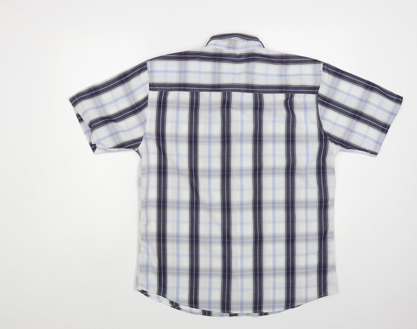 Urban Sprirt Mens Blue Plaid Polyester Button-Up Size M Collared Button