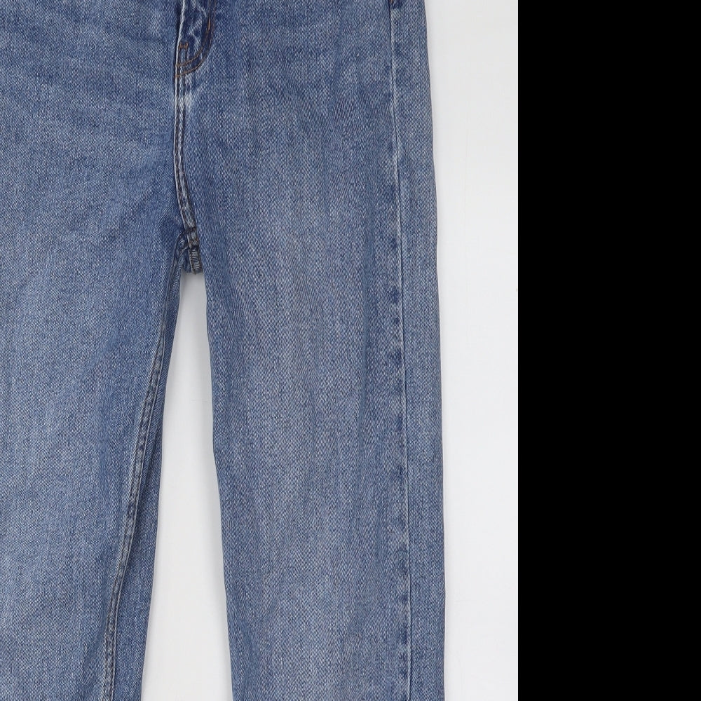 Primark Womens Blue Cotton Straight Jeans Size 12 L26 in Regular Button
