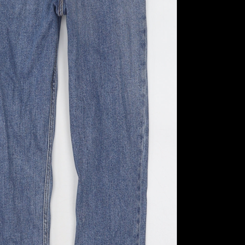 Primark Womens Blue Cotton Straight Jeans Size 12 L26 in Regular Button