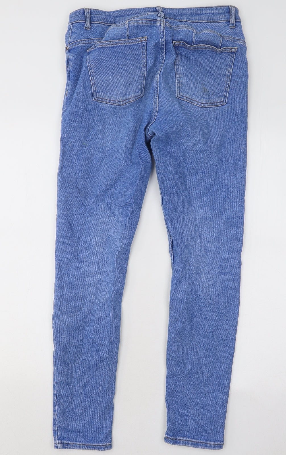 NEXT Womens Blue Cotton Skinny Jeans Size 14 L27 in Regular Button