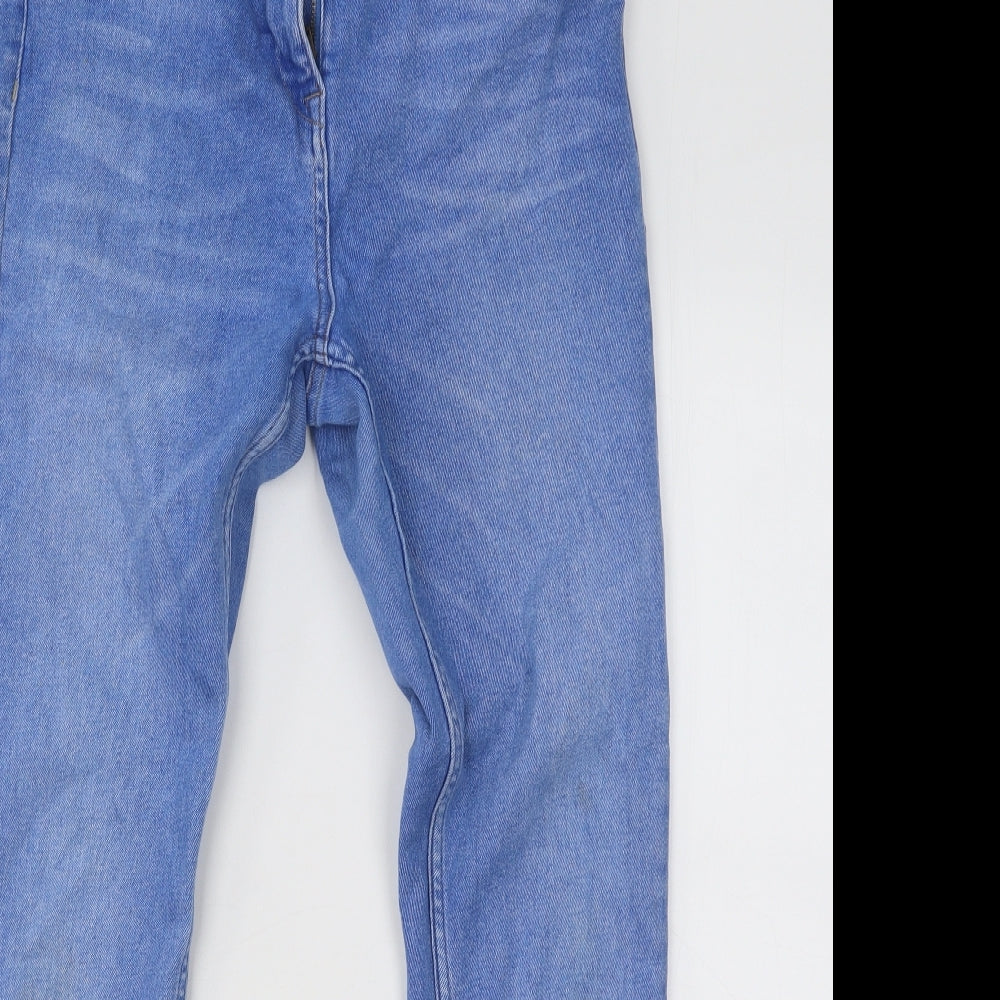 NEXT Womens Blue Cotton Skinny Jeans Size 14 L27 in Regular Button