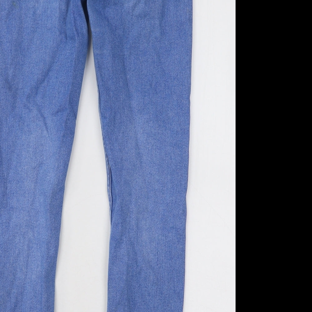 NEXT Womens Blue Cotton Skinny Jeans Size 14 L27 in Regular Button