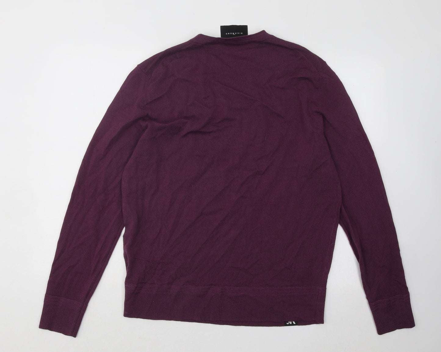 John Richmond Mens Purple Round Neck Wool Pullover Jumper Size L
