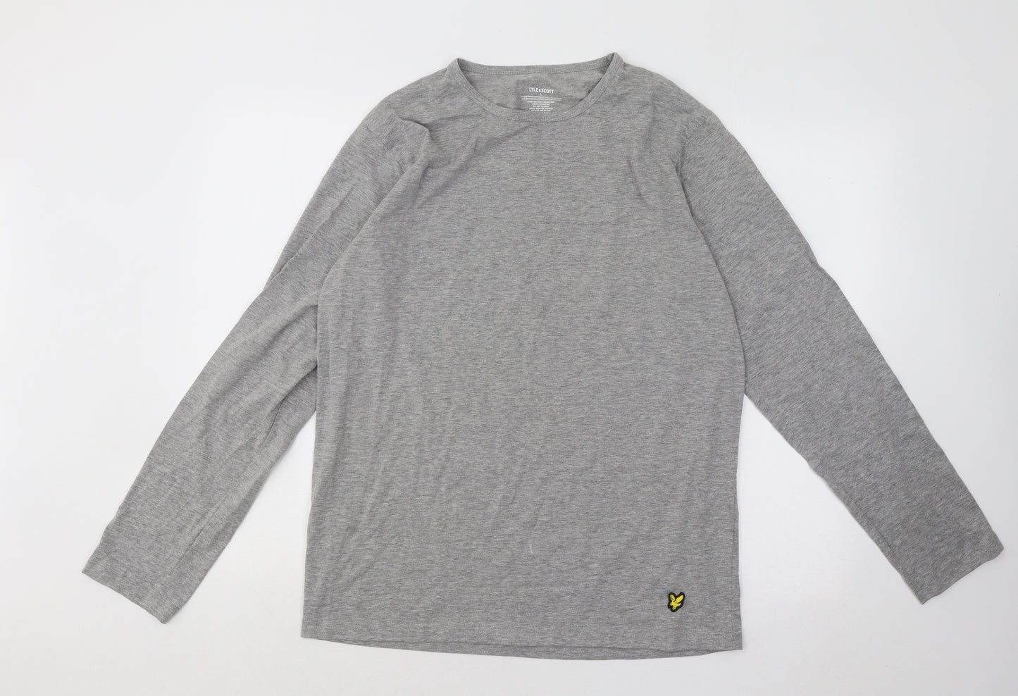 Lyle & Scott Mens Grey Cotton T-Shirt Size L Round Neck