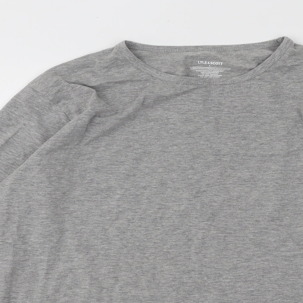 Lyle & Scott Mens Grey Cotton T-Shirt Size L Round Neck