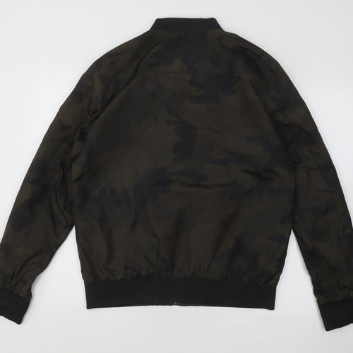 Cedar Wood State Mens Green Camouflage Bomber Jacket Jacket Size L Zip