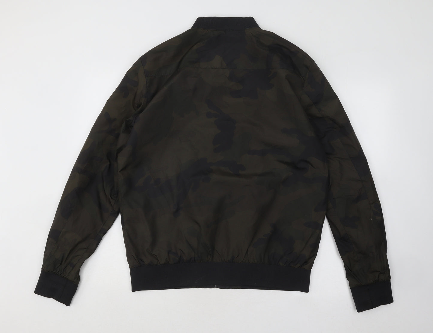 Cedar Wood State Mens Green Camouflage Bomber Jacket Jacket Size L Zip