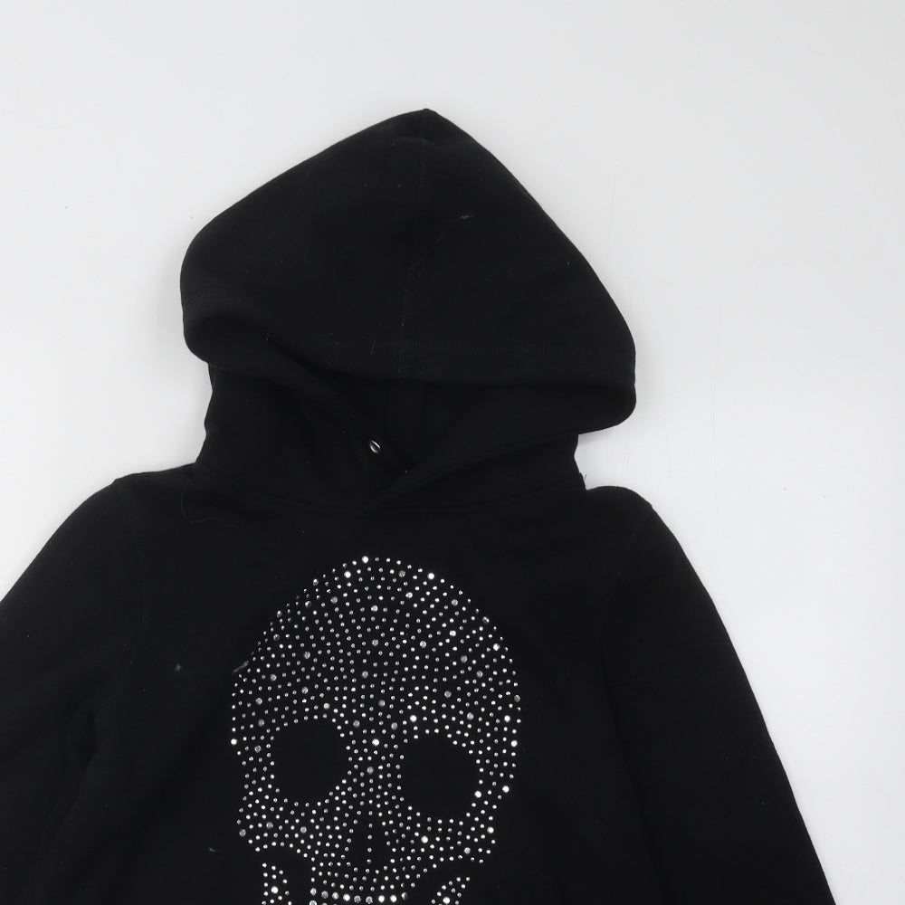 H&M Boys Black Cotton Pullover Hoodie Size 12-13 Years Pullover - Skull