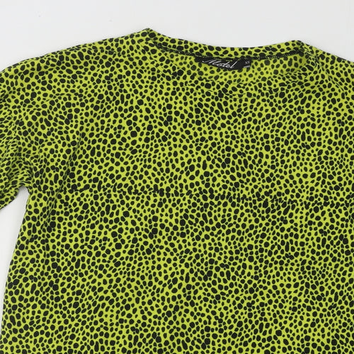 Motel Womens Yellow Animal Print Cotton T-Shirt Dress Size XS Round Neck Pullover
