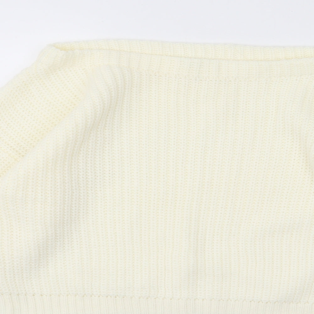 Missguided Womens Ivory Boat Neck Acrylic Pullover Jumper Size M - Off The Shoulder