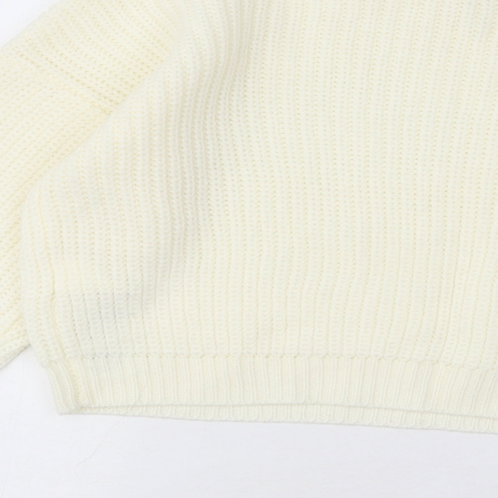 Missguided Womens Ivory Boat Neck Acrylic Pullover Jumper Size M - Off The Shoulder
