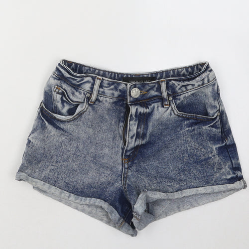 River Island Womens Blue Cotton Hot Pants Shorts Size 6 Regular Button
