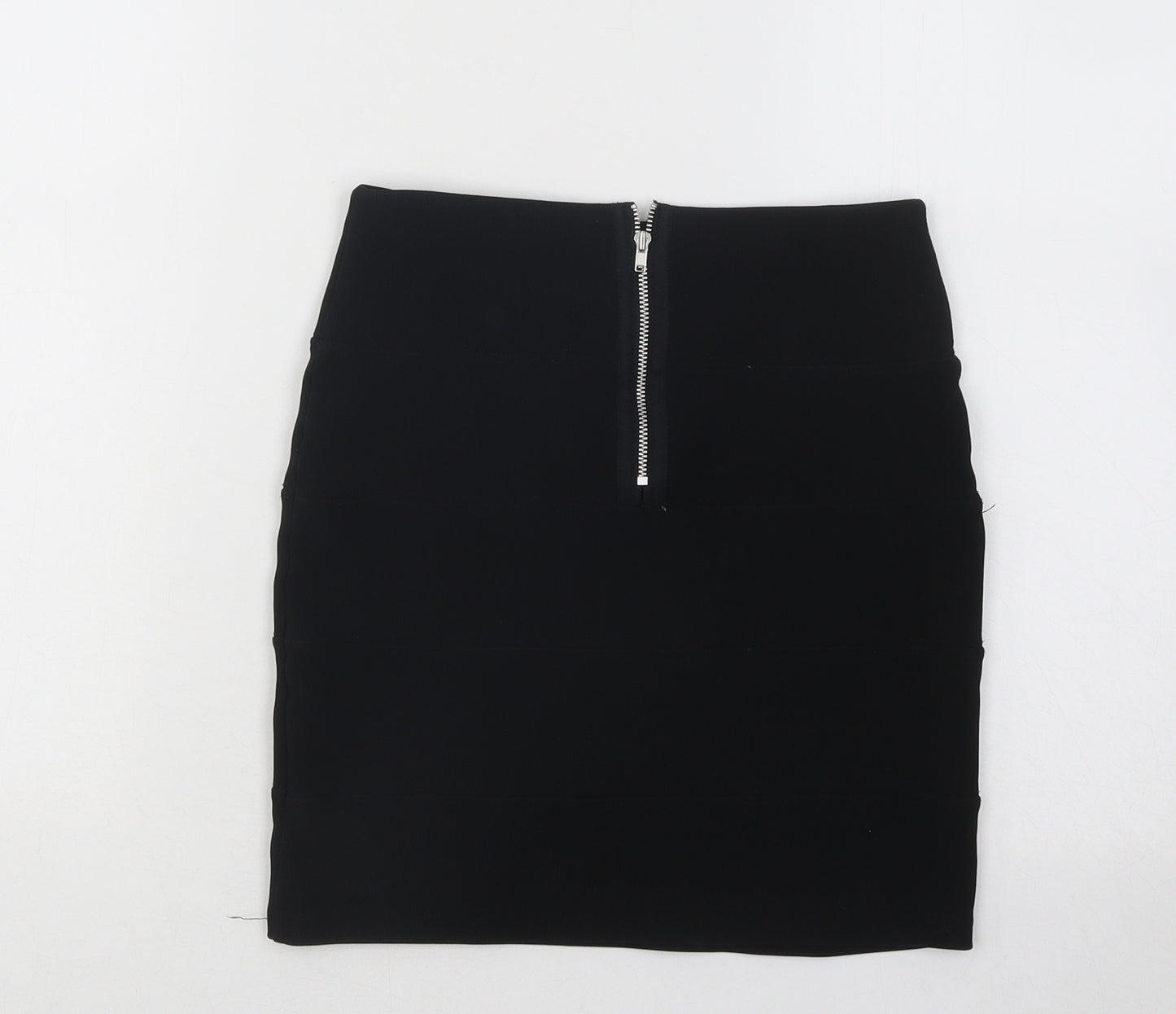 Topshop Womens Black Polyester Mini Skirt Size 6 Zip