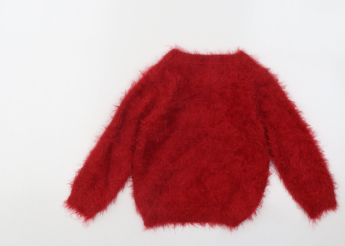 F&F Girls Red Round Neck Nylon Pullover Jumper Size 2-3 Years Pullover - Christmas Reindeer
