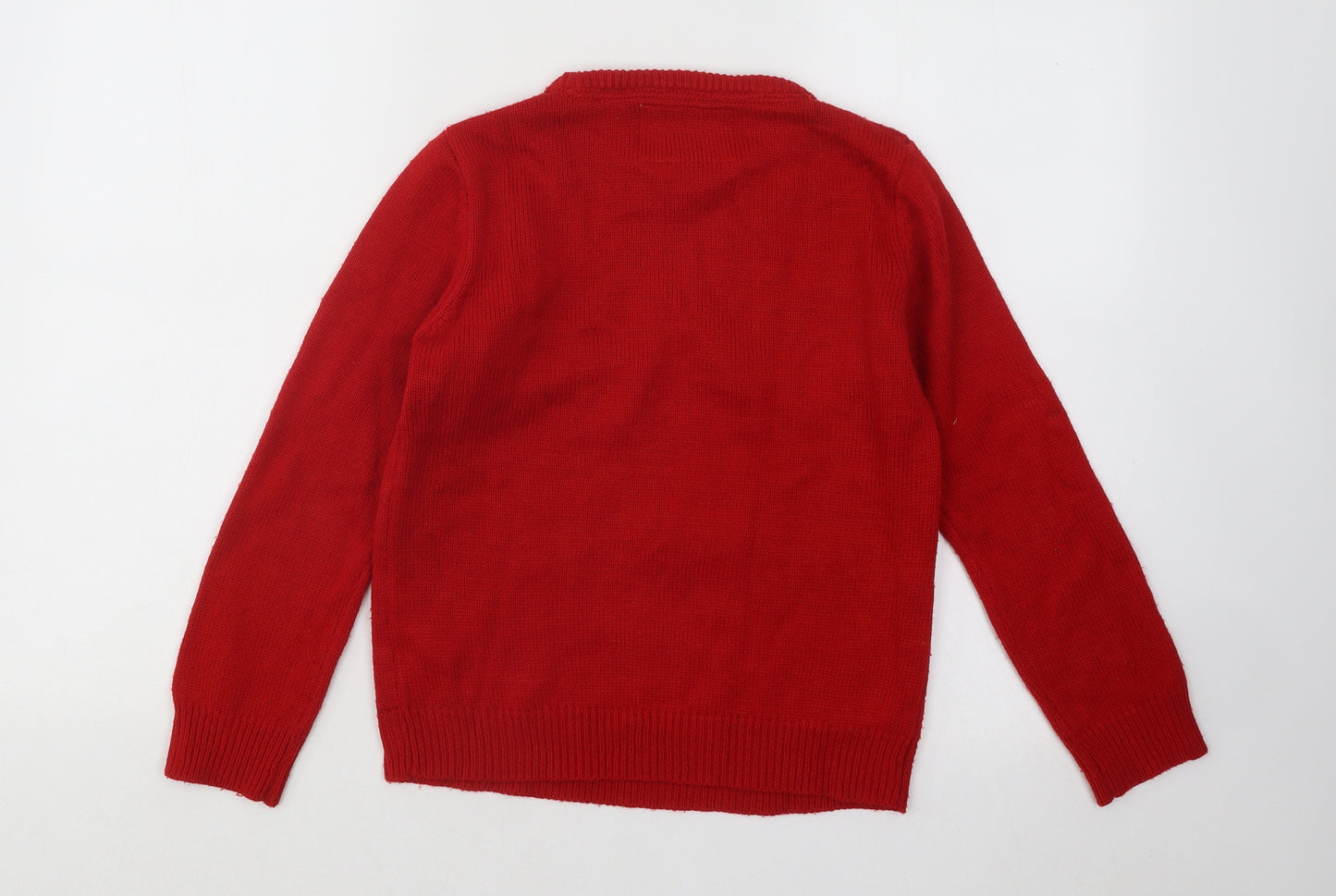 Primark Boys Red Round Neck Acrylic Pullover Jumper Size 10-11 Years Pullover - Christmas Reindeer