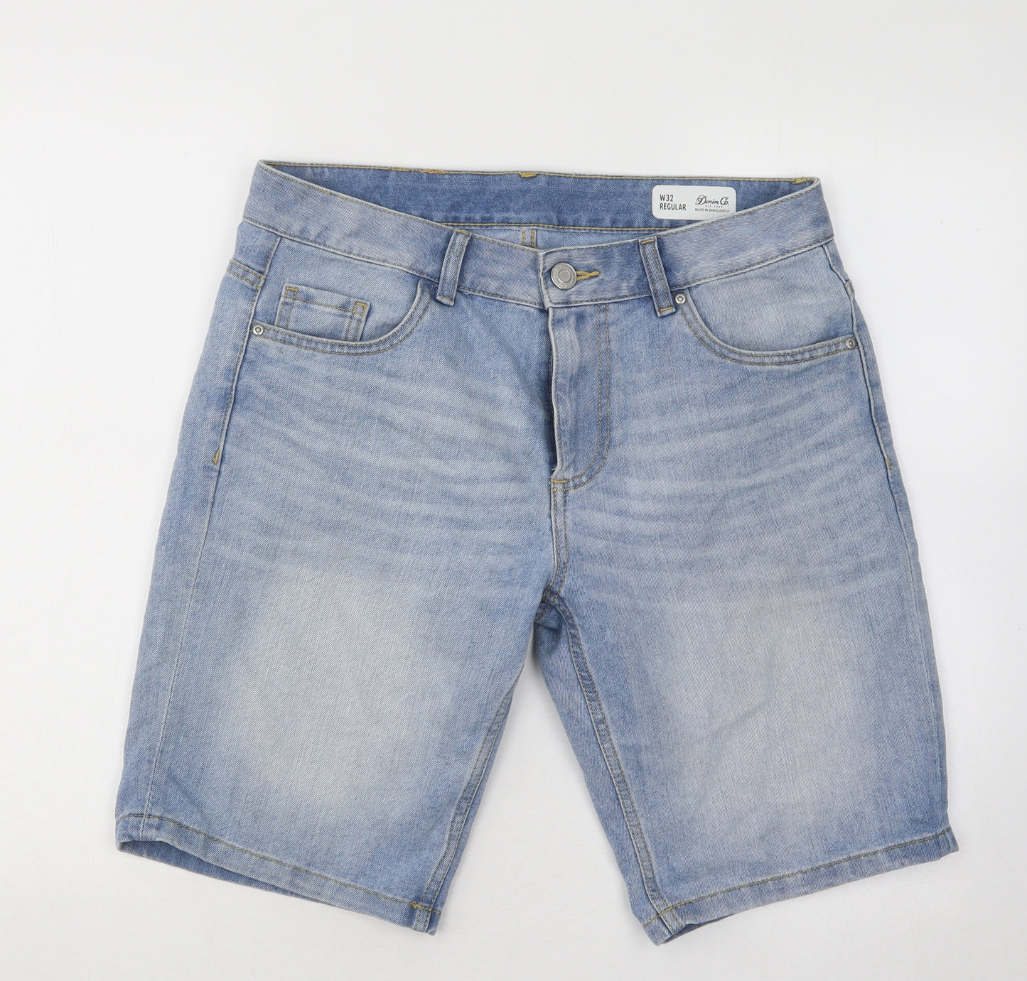Primark Mens Blue Cotton Bermuda Shorts Size 32 in Regular Button