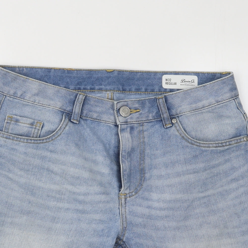 Primark Mens Blue Cotton Bermuda Shorts Size 32 in Regular Button