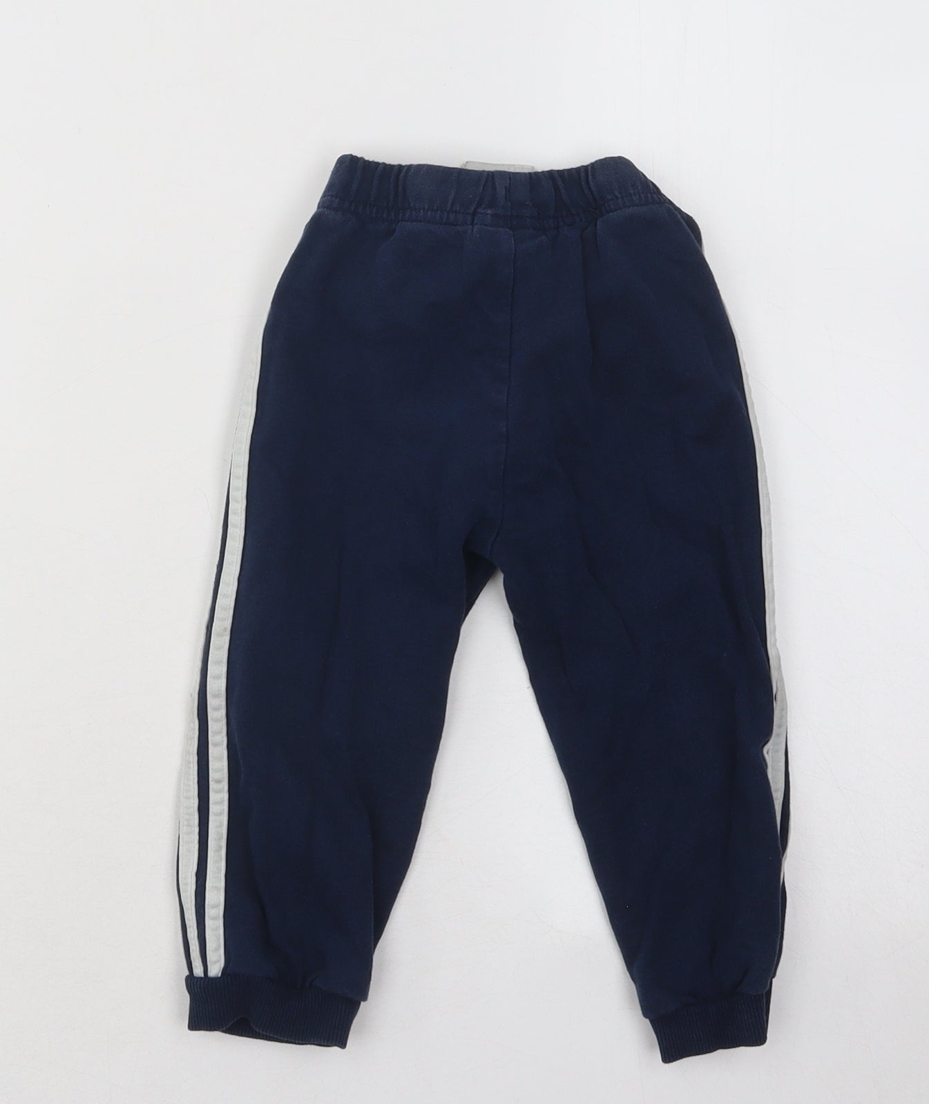 adidas Boys Blue Cotton Jogger Trousers Size 12-18 Months Drawstring