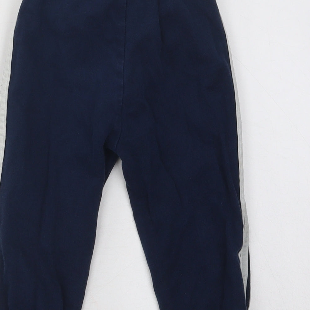adidas Boys Blue Cotton Jogger Trousers Size 12-18 Months Drawstring