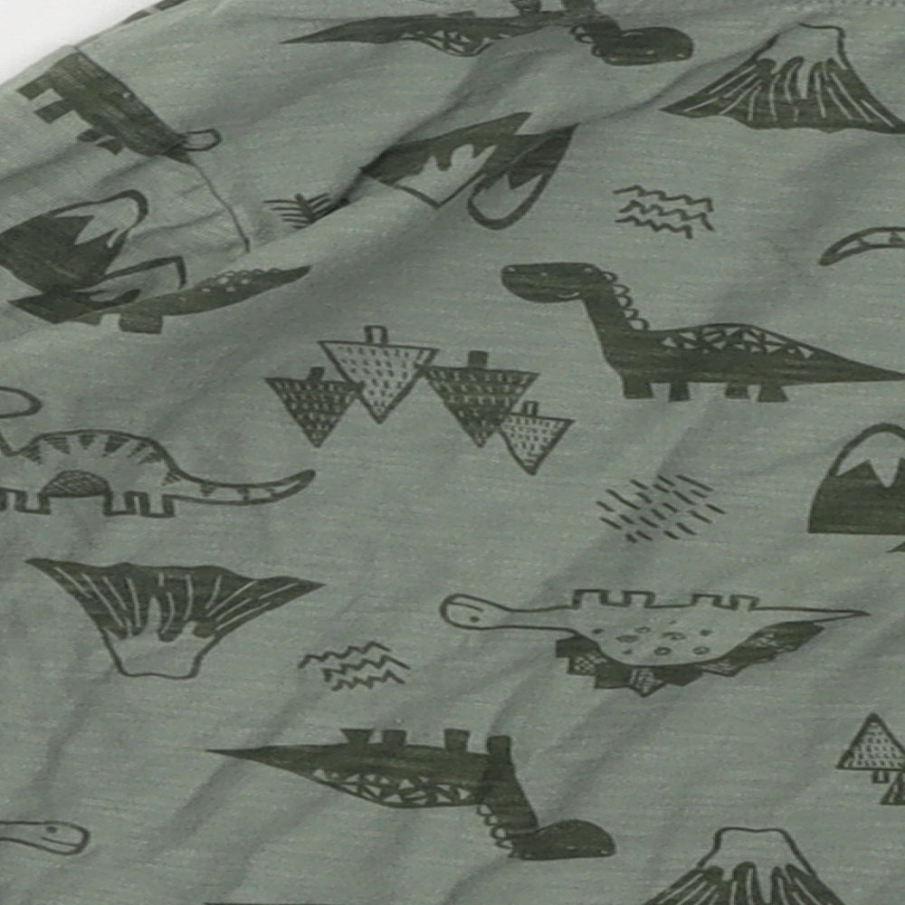 Matalan Boys Green Geometric Cotton Basic T-Shirt Size 9-12 Months Round Neck Pullover - Dinosaurs