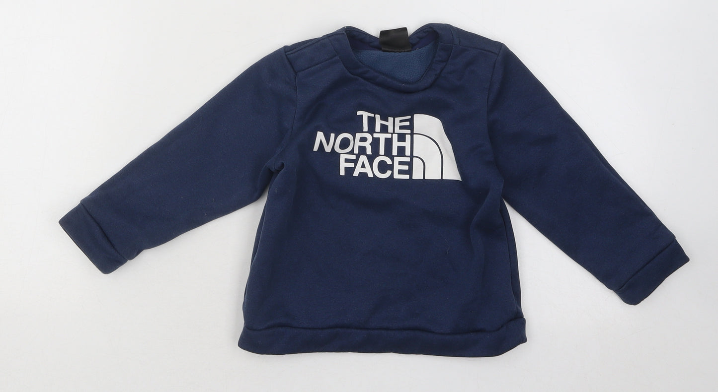 The North Face Boys Blue Cotton Pullover Jumper Size 18-24 Months Snap