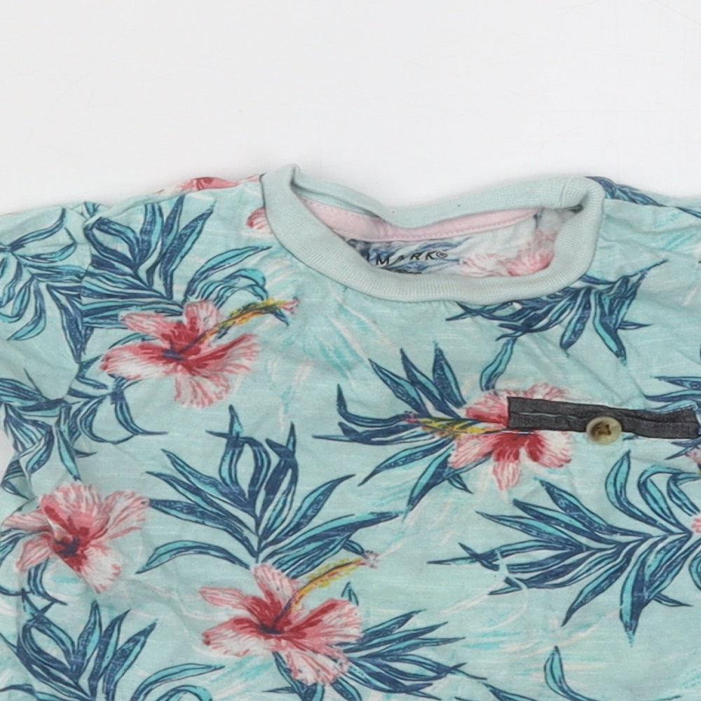 Primark Boys Multicoloured Floral Cotton Basic T-Shirt Size 9-12 Months Round Neck Pullover