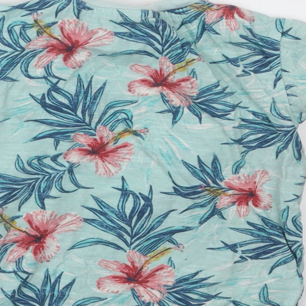 Primark Boys Multicoloured Floral Cotton Basic T-Shirt Size 9-12 Months Round Neck Pullover