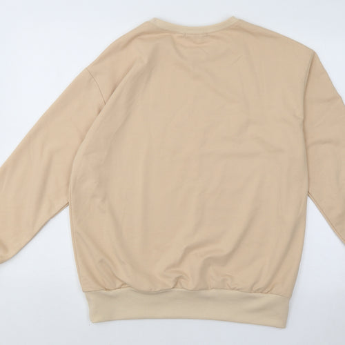 SheIn Womens Beige Cotton Pullover Sweatshirt Size M Pullover - No Rain No Flowers