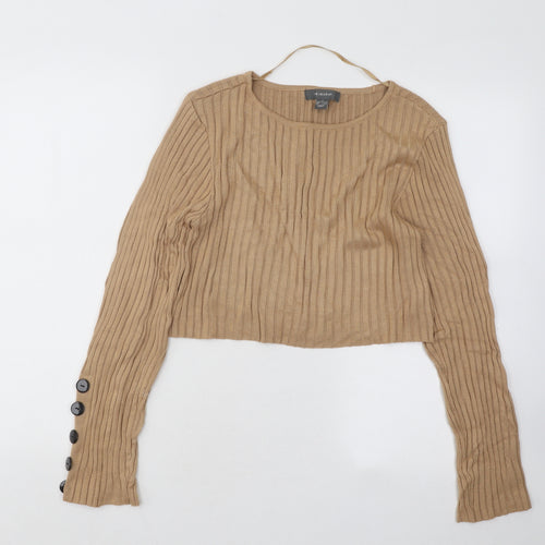 Primark Womens Beige Round Neck Viscose Pullover Jumper Size 10