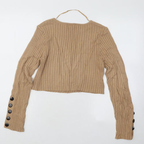 Primark Womens Beige Round Neck Viscose Pullover Jumper Size 10