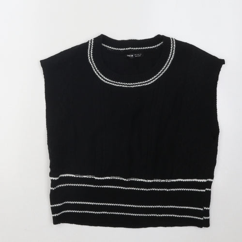 SheIn Womens Black Scoop Neck Acrylic Vest Jumper Size S