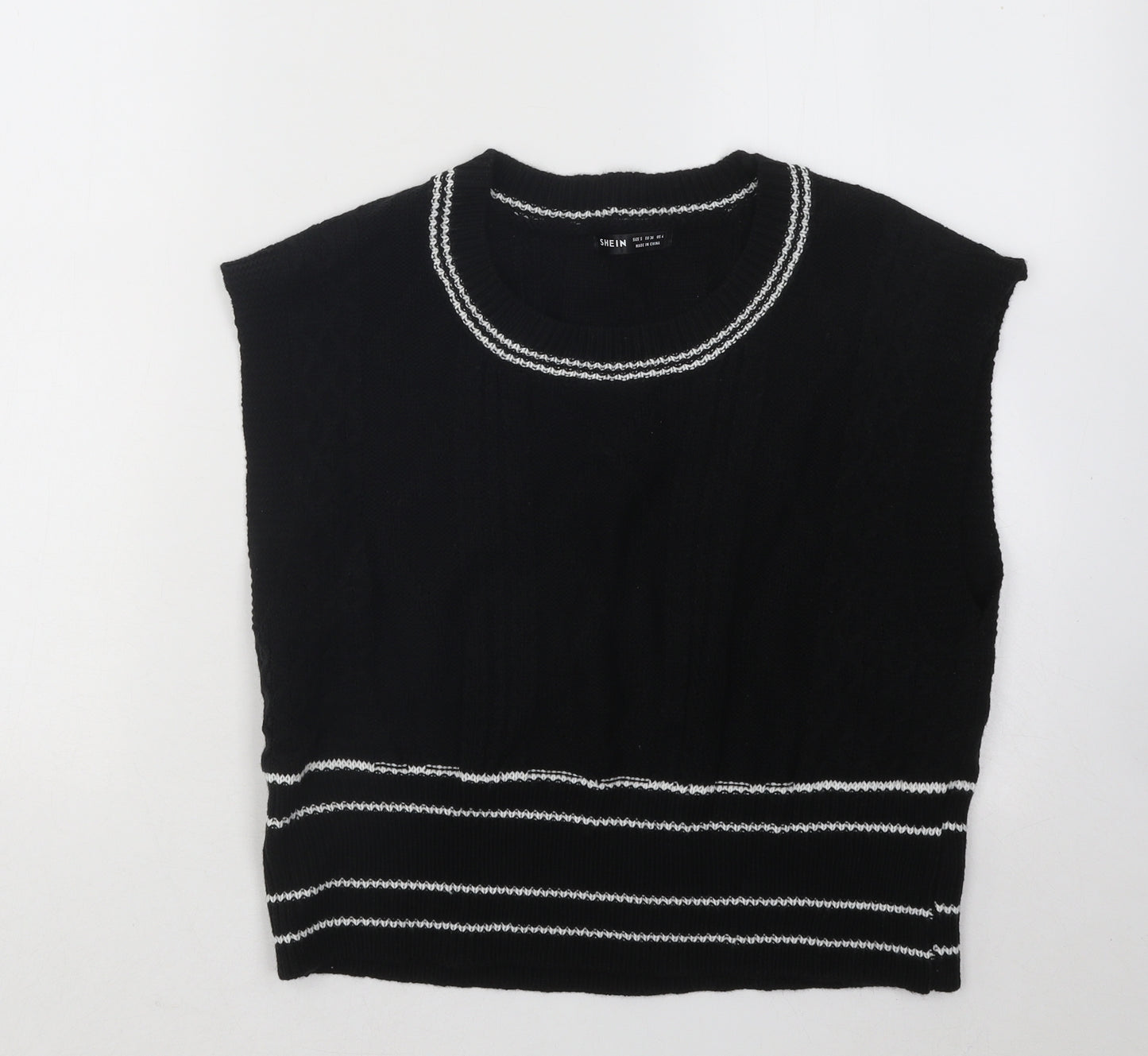 SheIn Womens Black Scoop Neck Acrylic Vest Jumper Size S