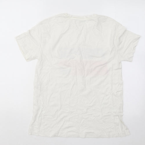 Zara Womens White Cotton Basic T-Shirt Size S Round Neck - Pepsi