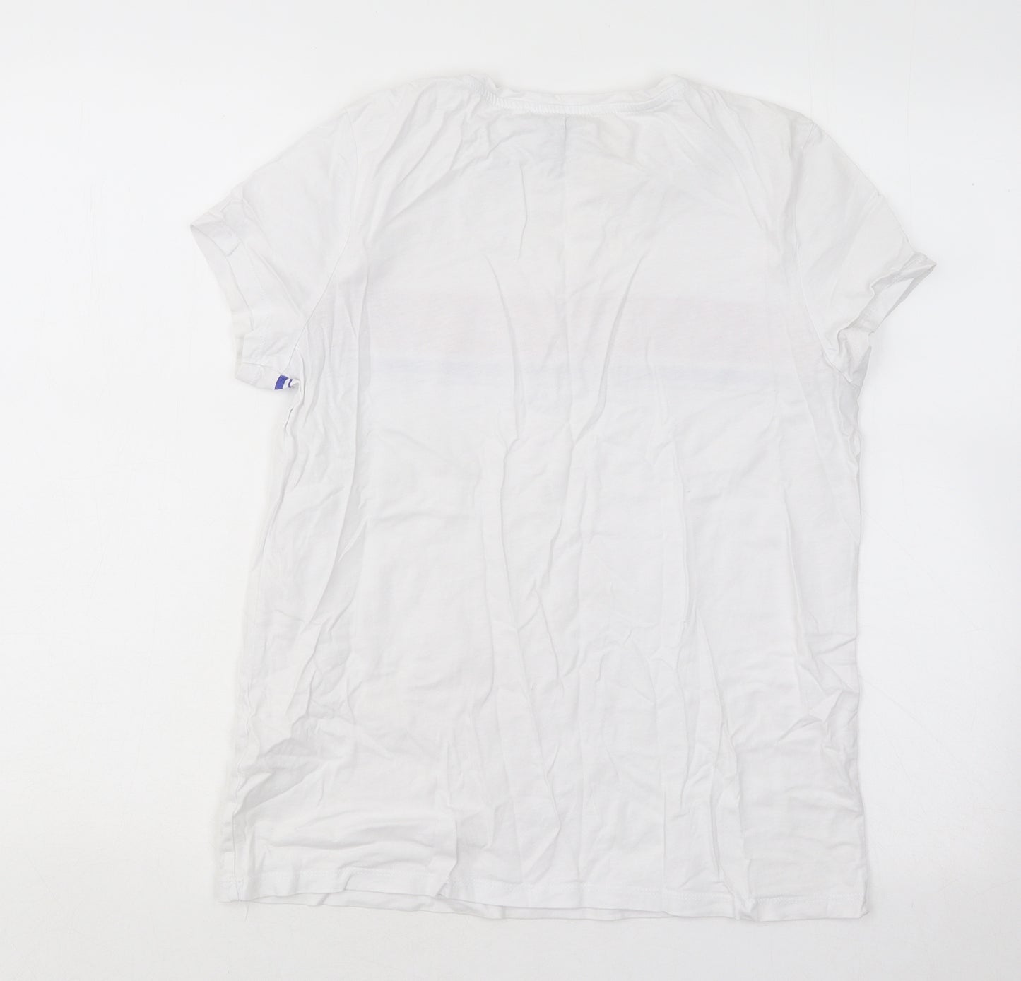 Primark Womens White Cotton Basic T-Shirt Size 6 Round Neck - Amour Paris