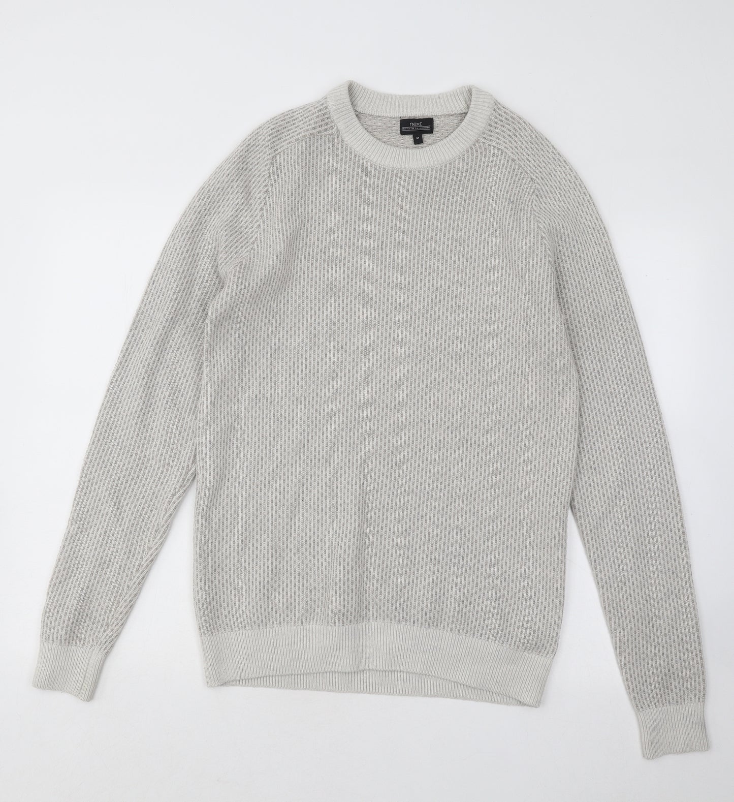 NEXT Mens Grey Round Neck Acrylic Pullover Jumper Size M