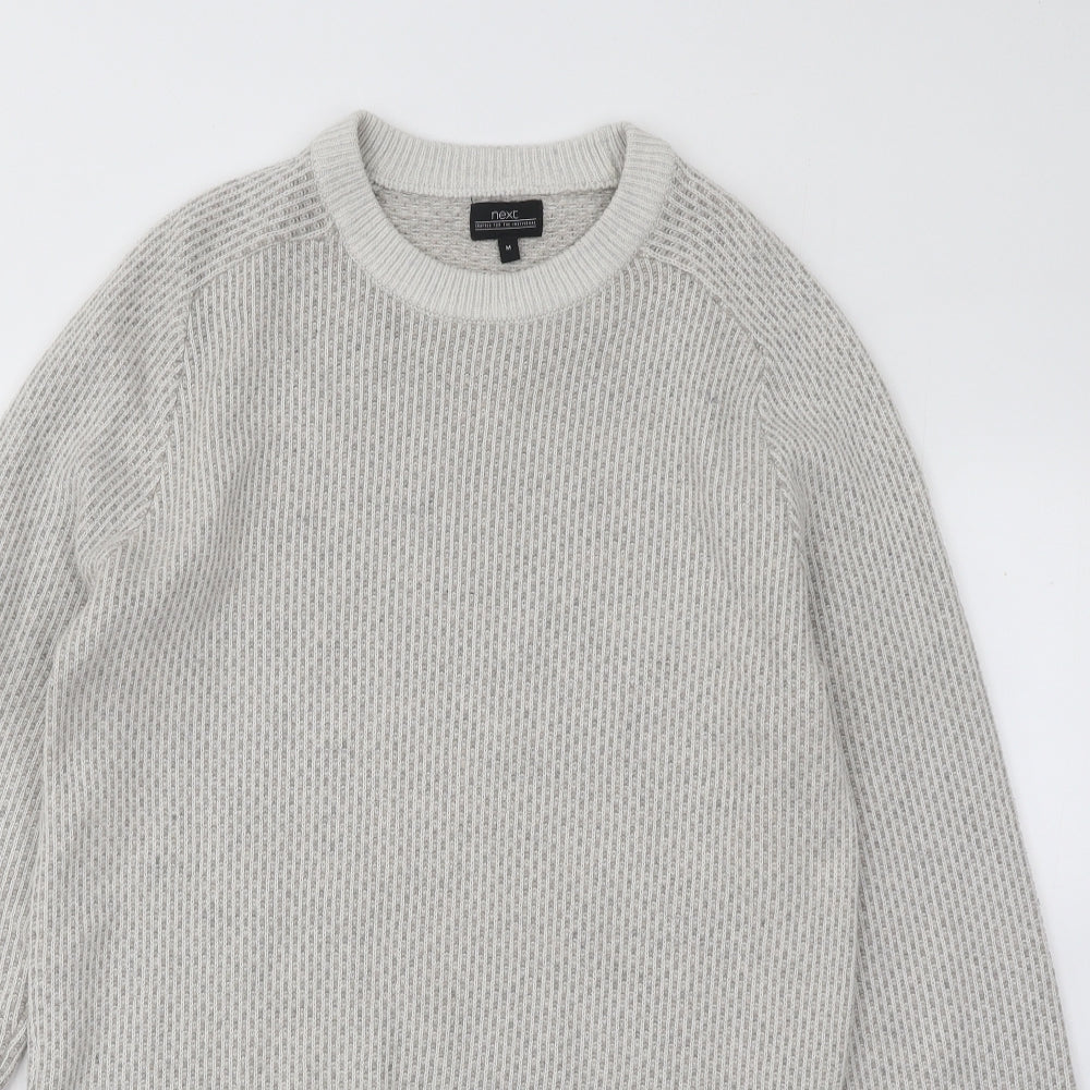 NEXT Mens Grey Round Neck Acrylic Pullover Jumper Size M