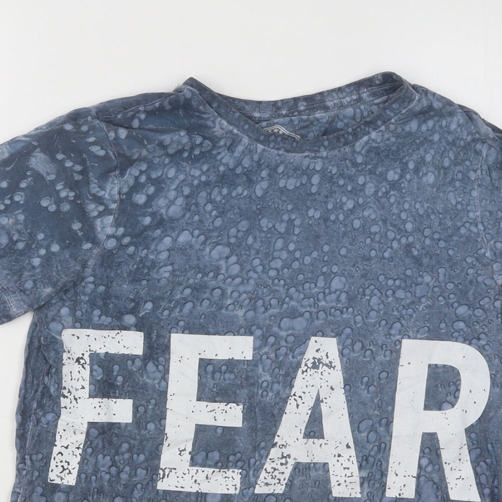 F&F Boys Blue Cotton Basic T-Shirt Size 9-10 Years Round Neck Pullover - Fearless