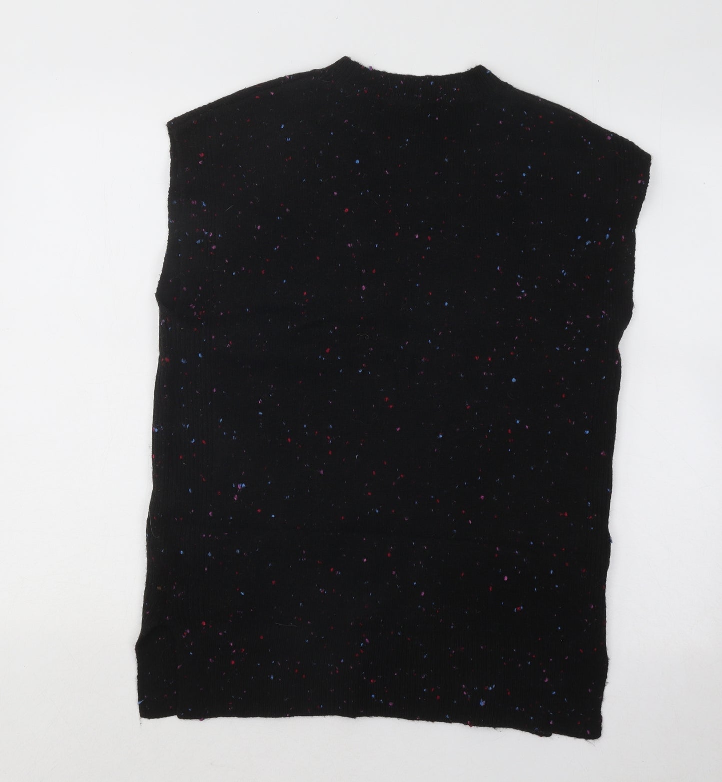 Marks and Spencer Womens Black Round Neck Geometric Acrylic Vest Jumper Size S