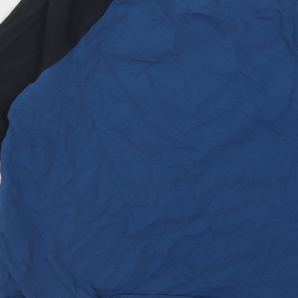 Marks and Spencer Boys Blue Colourblock Cotton Basic T-Shirt Size 7-8 Years Round Neck Pullover