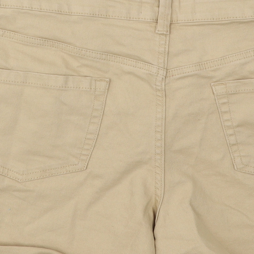 Primark Womens Beige Cotton Hot Pants Shorts Size 16 Regular Button