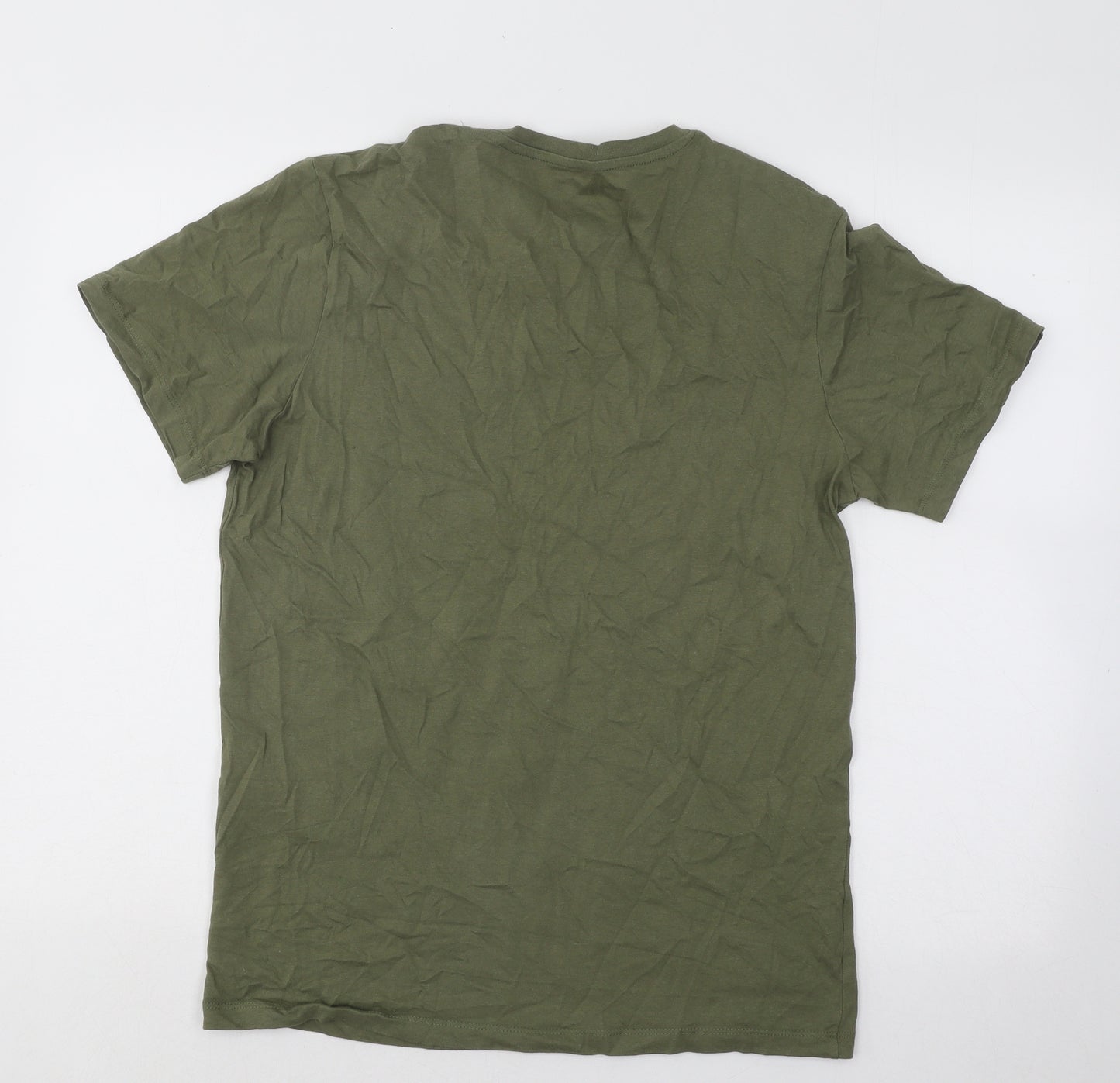 JACK & JONES Mens Green Cotton T-Shirt Size M Round Neck