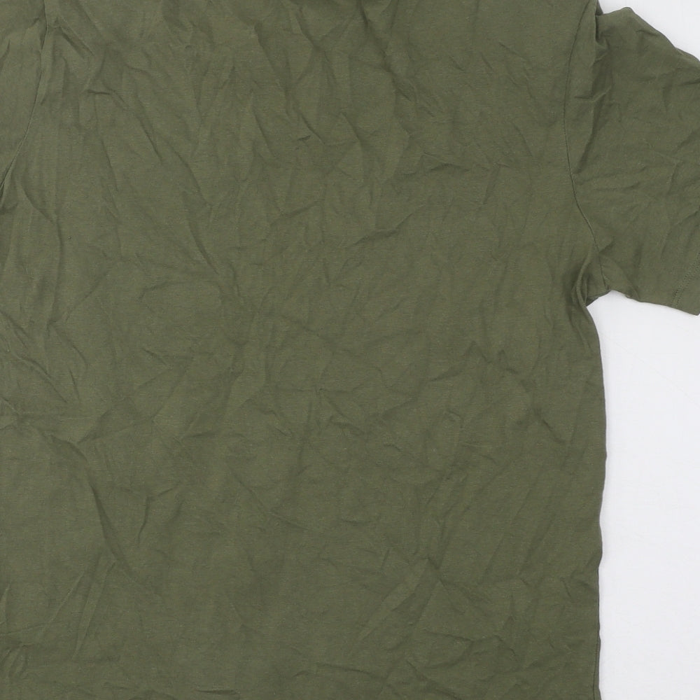 JACK & JONES Mens Green Cotton T-Shirt Size M Round Neck