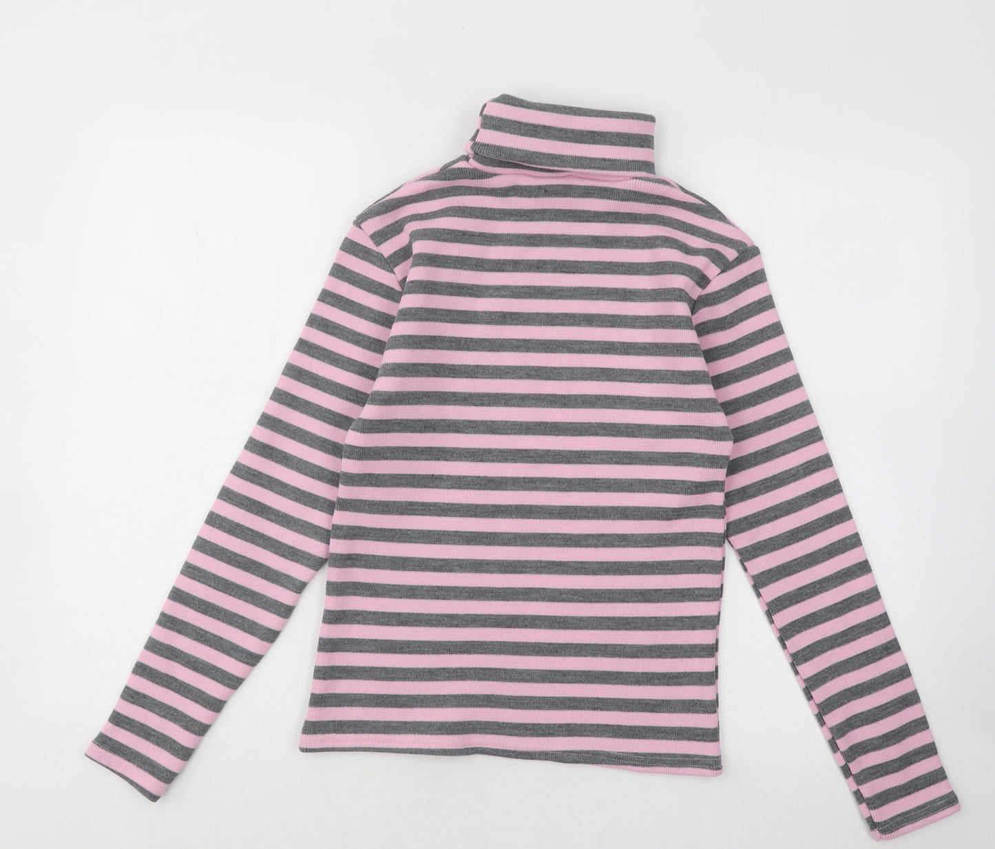 Plusport Womens Pink Roll Neck Striped Acrylic Pullover Jumper Size M