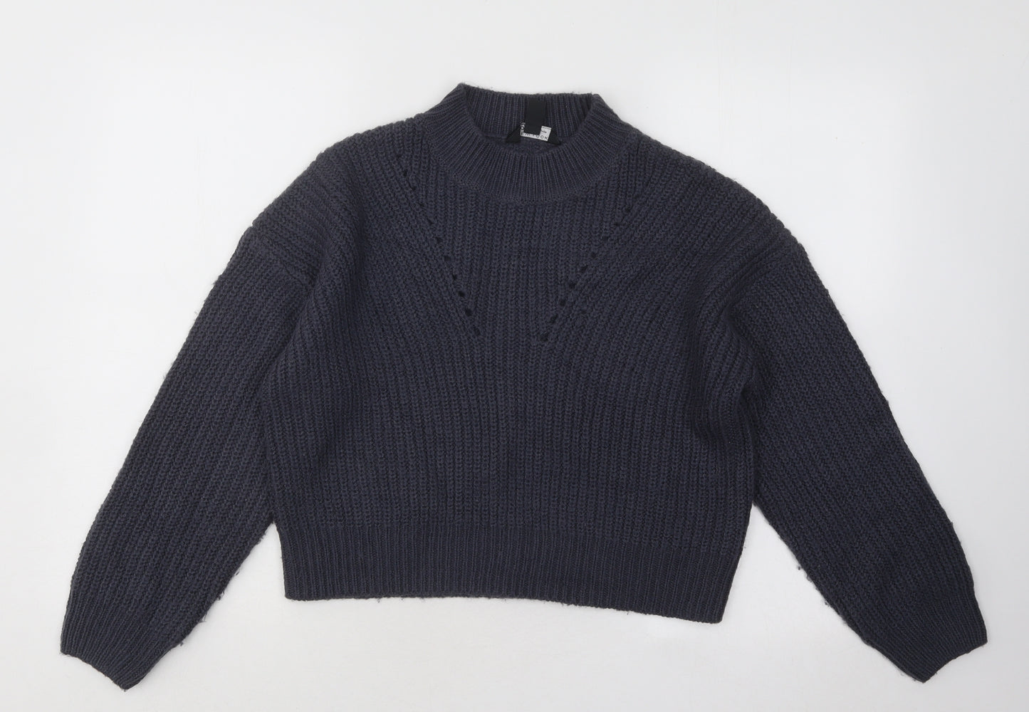 New Look Girls Blue Mock Neck Acrylic Pullover Jumper Size 14-15 Years Pullover