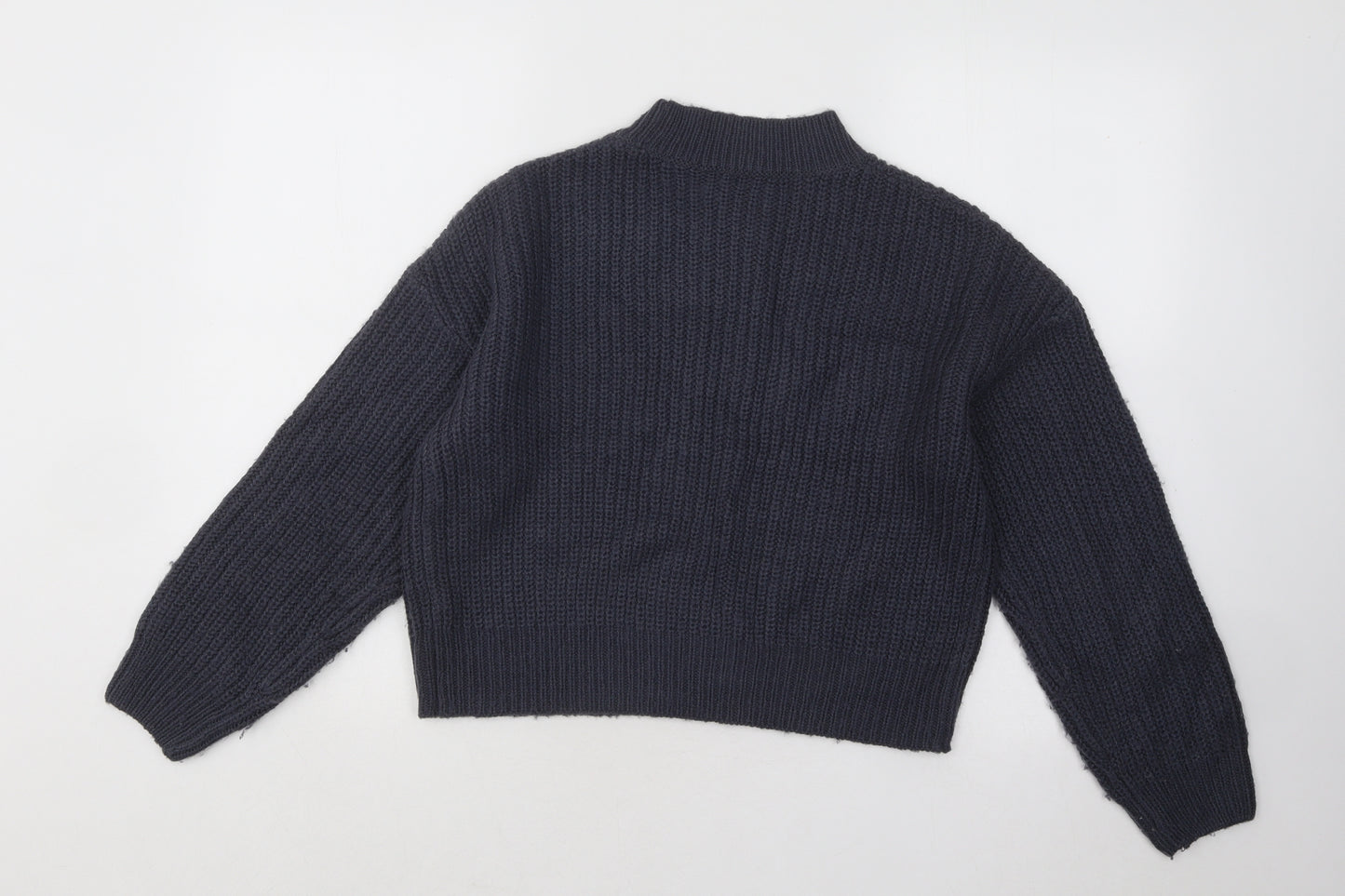 New Look Girls Blue Mock Neck Acrylic Pullover Jumper Size 14-15 Years Pullover
