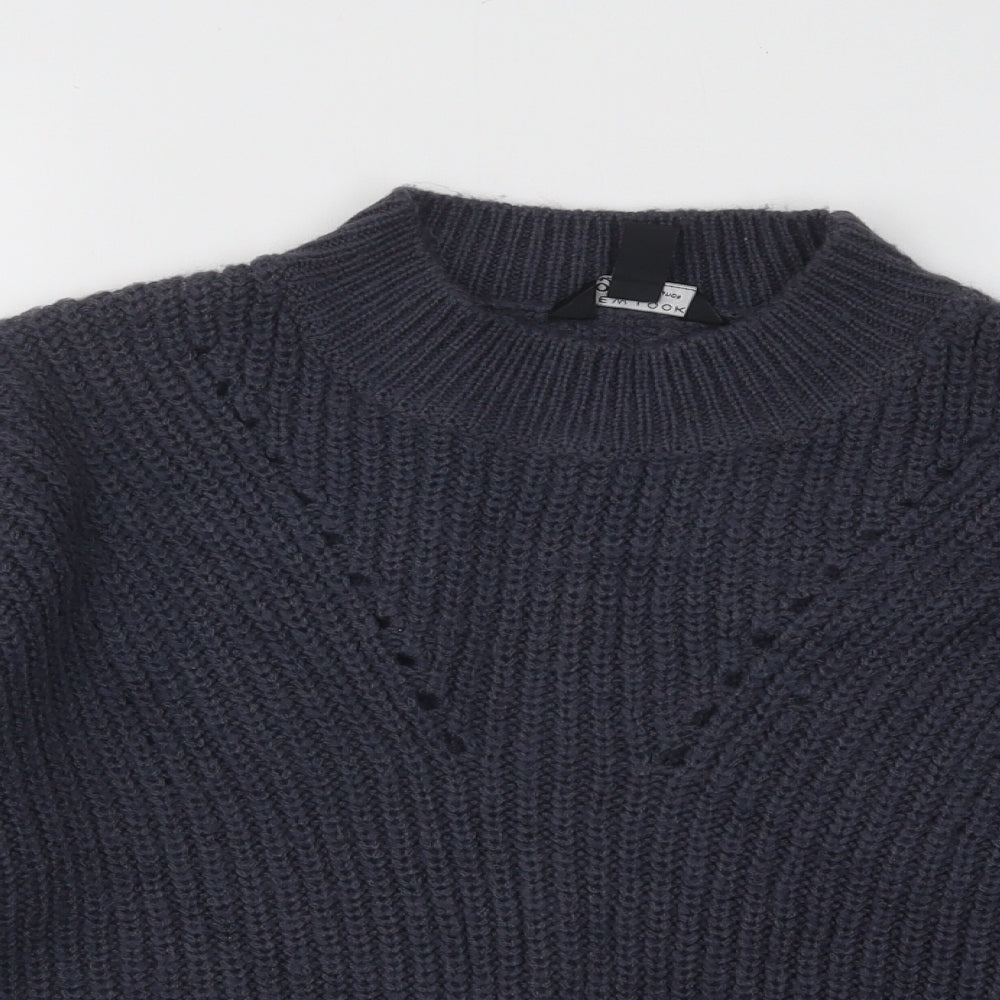 New Look Girls Blue Mock Neck Acrylic Pullover Jumper Size 14-15 Years Pullover