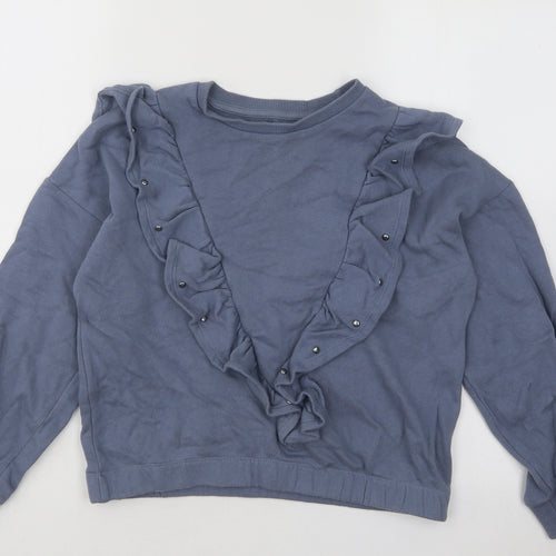 Dunnes Stores Girls Blue Cotton Pullover Sweatshirt Size 12-13 Years Pullover
