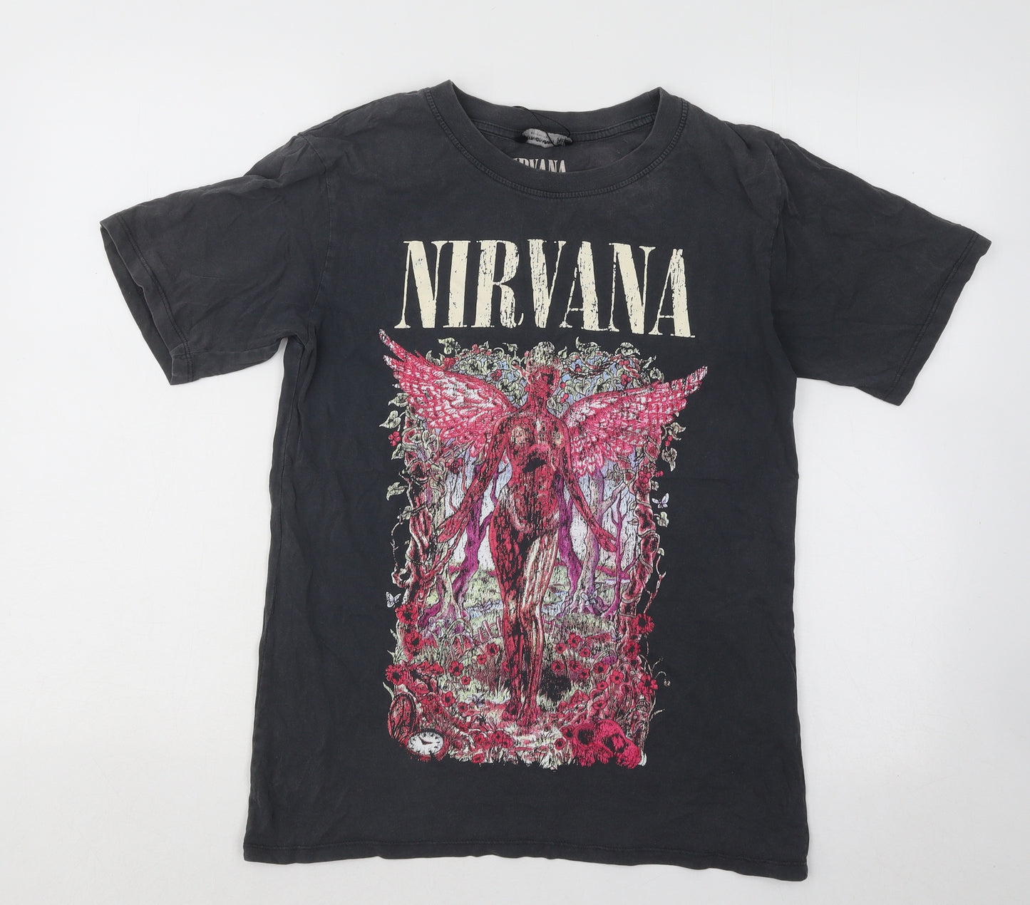 Stradivarius Womens Grey Cotton Basic T-Shirt Size XS Round Neck - Nirvana