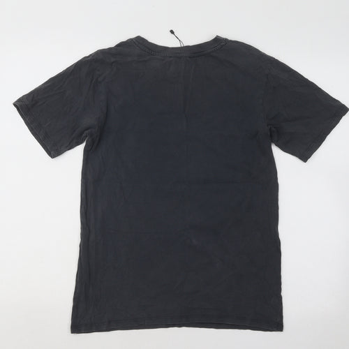 Stradivarius Womens Grey Cotton Basic T-Shirt Size XS Round Neck - Nirvana